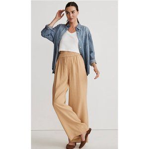 Madewell $98 Petite Carley Wide Leg Pant in Softdrape Size M Desert Dune NL206